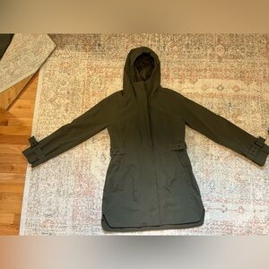 The North Face Olive Green Hooded Rain Jacket